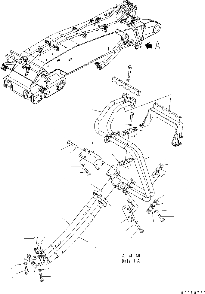 Схема запчастей Komatsu PC800-8 - РАБОЧЕЕ ОБОРУДОВАНИЕ (ЦИЛИНДР КОВША ТРУБЫ) (СТРЕЛА) (/) (ДЛЯ ПОГРУЗ.) (БЕЗ СОЕДИНИТЕЛЬН. ЗВЕНО) РАБОЧЕЕ ОБОРУДОВАНИЕ
