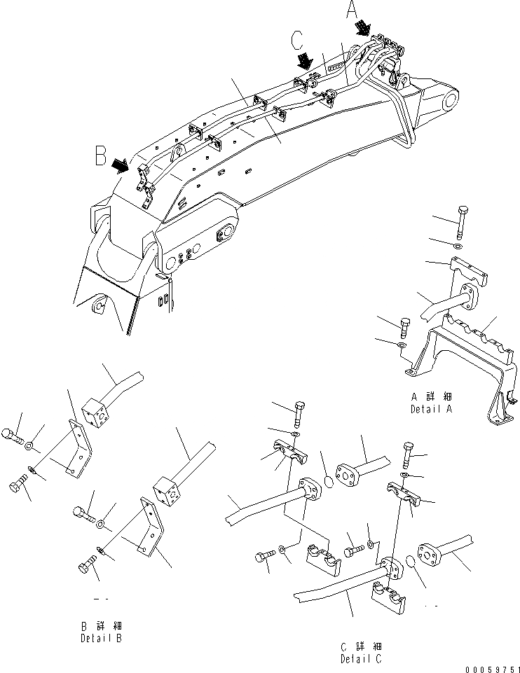 Схема запчастей Komatsu PC800-8 - РАБОЧЕЕ ОБОРУДОВАНИЕ (ЦИЛИНДР КОВША ТРУБЫ) (СТРЕЛА) (/) (ДЛЯ ПОГРУЗ.) (БЕЗ СОЕДИНИТЕЛЬН. ЗВЕНО)(№-) РАБОЧЕЕ ОБОРУДОВАНИЕ