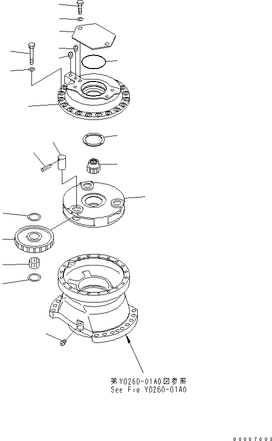Схема запчастей Komatsu PC800-8K - МЕХАНИЗМ ПОВОРОТА ASSEMBLY (1 НЕСУЩИЙ ЭЛЕМЕНТ И GAUGE СУППОРТ) (ПОСТАВЛЯЕМЫЕ ЧАСТИ) Y ОСНОВН. КОМПОНЕНТЫ И РЕМКОМПЛЕКТЫ