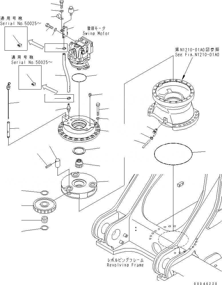 Схема запчастей Komatsu PC800SE-8 - МЕХАНИЗМ ПОВОРОТА (1 НЕСУЩИЙ ЭЛЕМЕНТ И GAUGE СУППОРТ) (ПЕРЕДН.) ПОВОРОТН. КРУГ И КОМПОНЕНТЫ