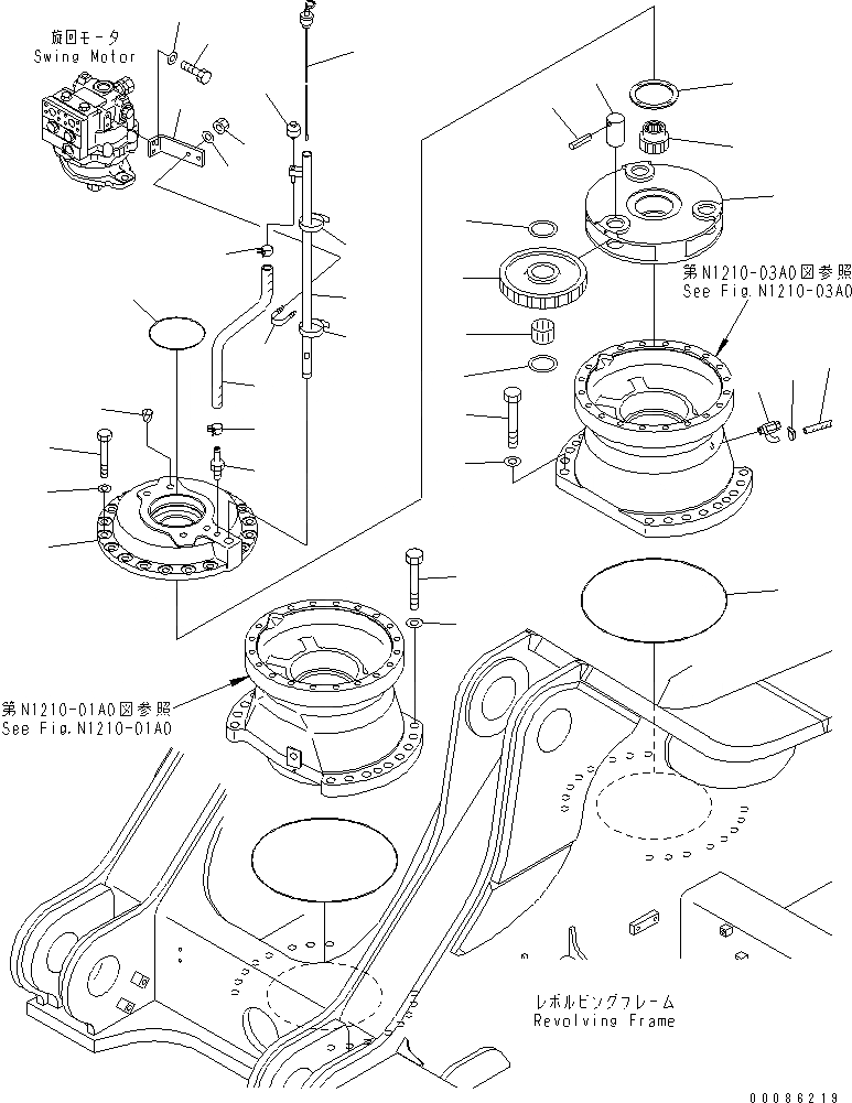 Схема запчастей Komatsu PC800SE-8R - МЕХАНИЗМ ПОВОРОТА (1 НЕСУЩИЙ ЭЛЕМЕНТ И GAUGE СУППОРТ) (ЗАДН.)(№7-) ПОВОРОТН. КРУГ И КОМПОНЕНТЫ