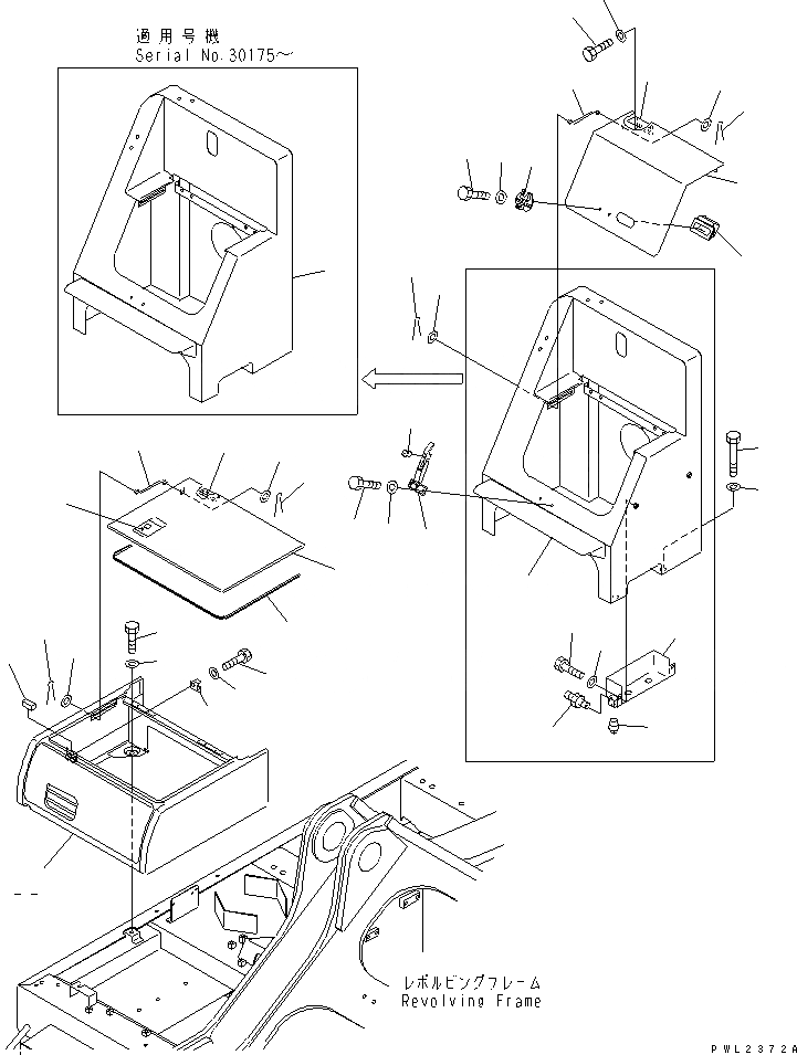 Схема запчастей Komatsu PC800SE-6 - ПРАВ. КОРПУС(№-999) ЧАСТИ КОРПУСА