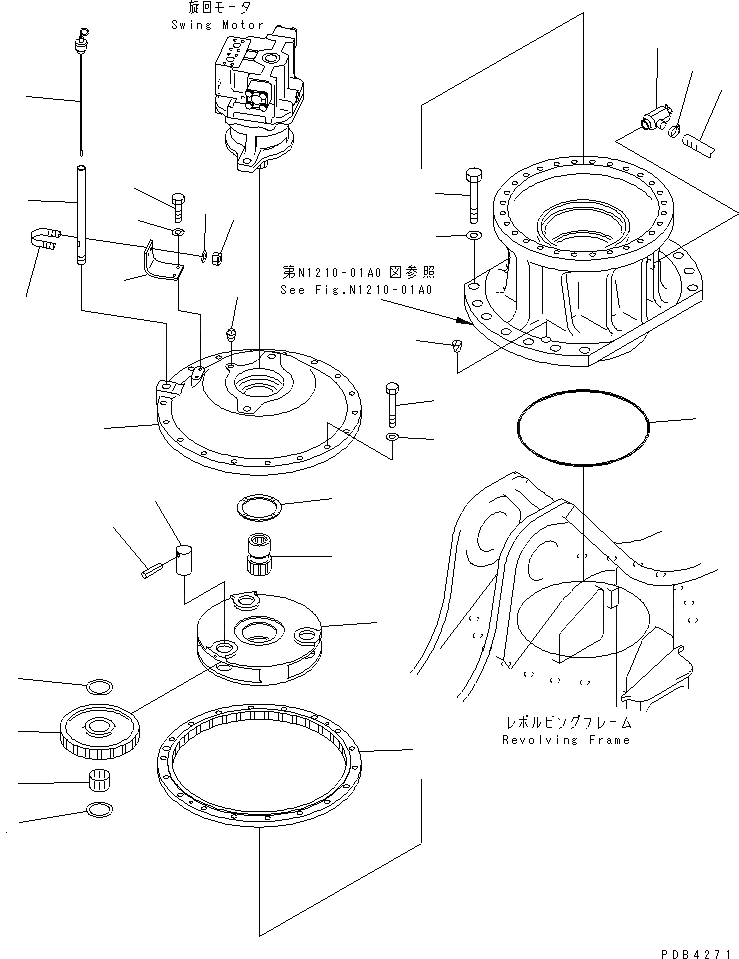 Схема запчастей Komatsu PC800SE-6 - МЕХАНИЗМ ПОВОРОТА (1 НЕСУЩИЙ ЭЛЕМЕНТ И GAUGE СУППОРТ)(№-9) ПОВОРОТН. КРУГ И КОМПОНЕНТЫ