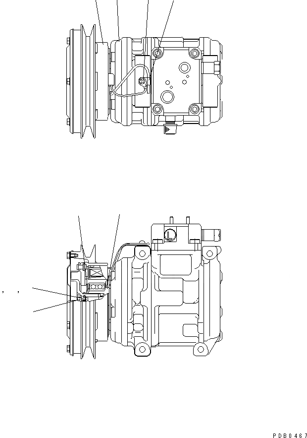 Схема запчастей Komatsu PC800SE-6 - КОНДИЦ. ВОЗДУХА (КОМПРЕССОР) ОСНОВН. КОМПОНЕНТЫ И РЕМКОМПЛЕКТЫ