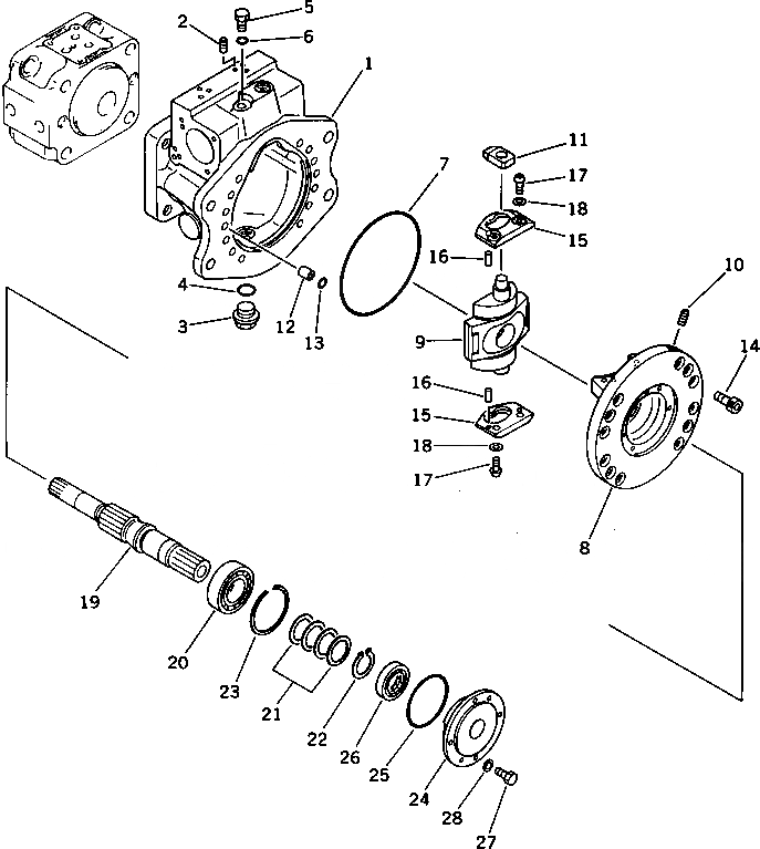 Схема запчастей Komatsu PC80LC-3 - ГИДР. НАСОС.¤ ПЕРЕДН. (/) (БЕЗ ВЫБОР РЕЖИМА OLSS)(№9-) ГИДРАВЛИКА