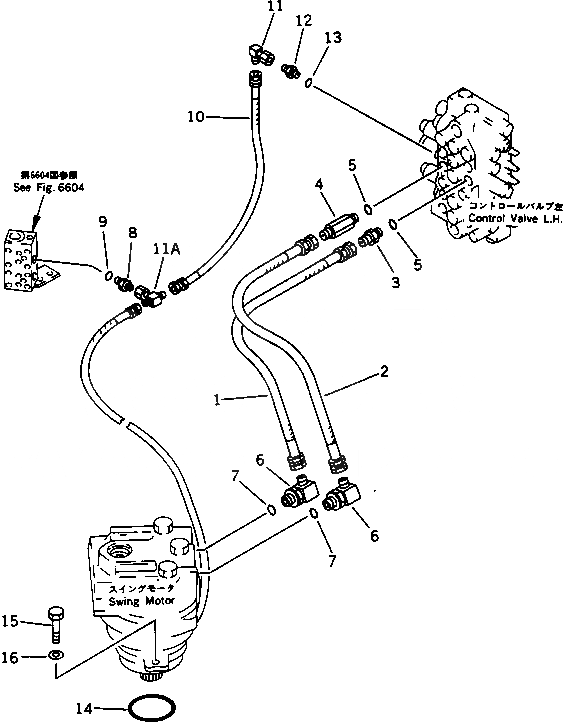 Схема запчастей Komatsu PC80LC-3 - ГИДРОЛИНИЯ (КЛАПАН TO/FROM МОТОР ПОВОРОТА) (БЕЗ ПОВОРОТН.   МЕХАНИЧ. ТОРМОЗ.) ГИДРАВЛИКА