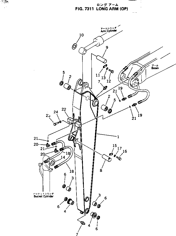 Схема запчастей Komatsu PC80LC-3 - УДЛИНН. РУКОЯТЬ РАБОЧЕЕ ОБОРУДОВАНИЕ