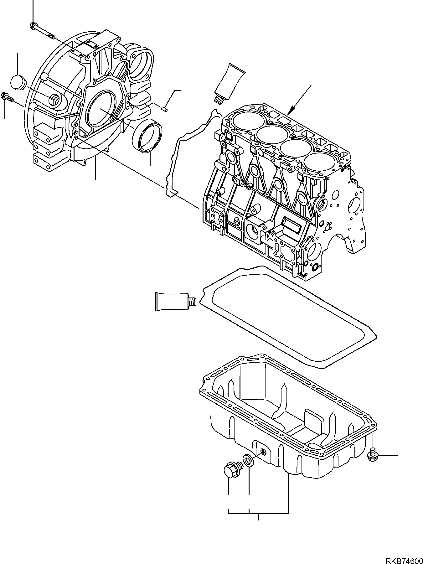 Схема запчастей Komatsu PC80MR-3 - КАРТЕР МАХОВИКА И МАСЛ. НАСОС ДВИГАТЕЛЬ