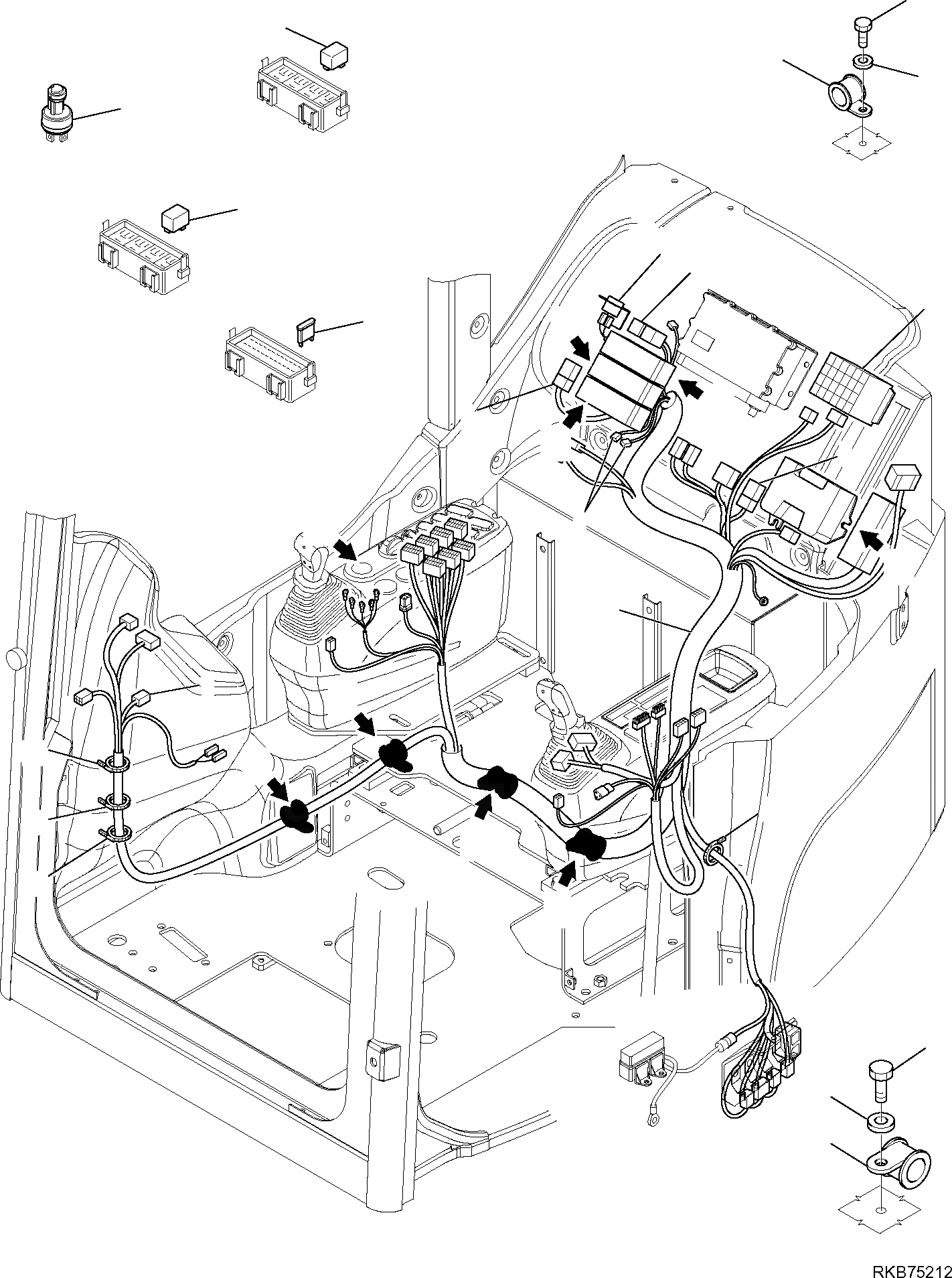 Схема запчастей Komatsu PC80MR-3 - ЭЛЕКТРИКА (КАБИНА) (/) КОМПОНЕНТЫ ДВИГАТЕЛЯ И ЭЛЕКТРИКА