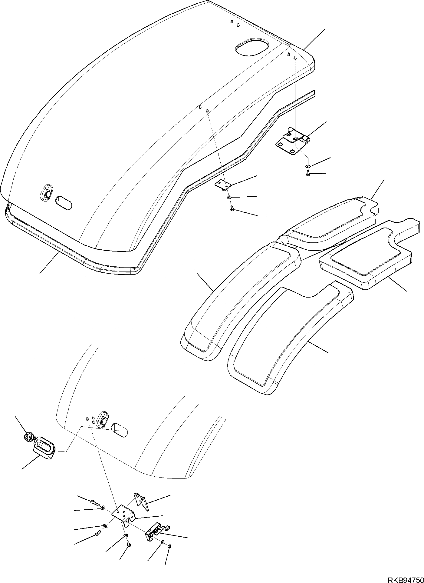 Схема запчастей Komatsu PC80MR-3 - УПРАВЛЯЮЩ. КЛАПАН БОКОВ. КРЫШКА (/) ЧАСТИ КОРПУСА И КАБИНА