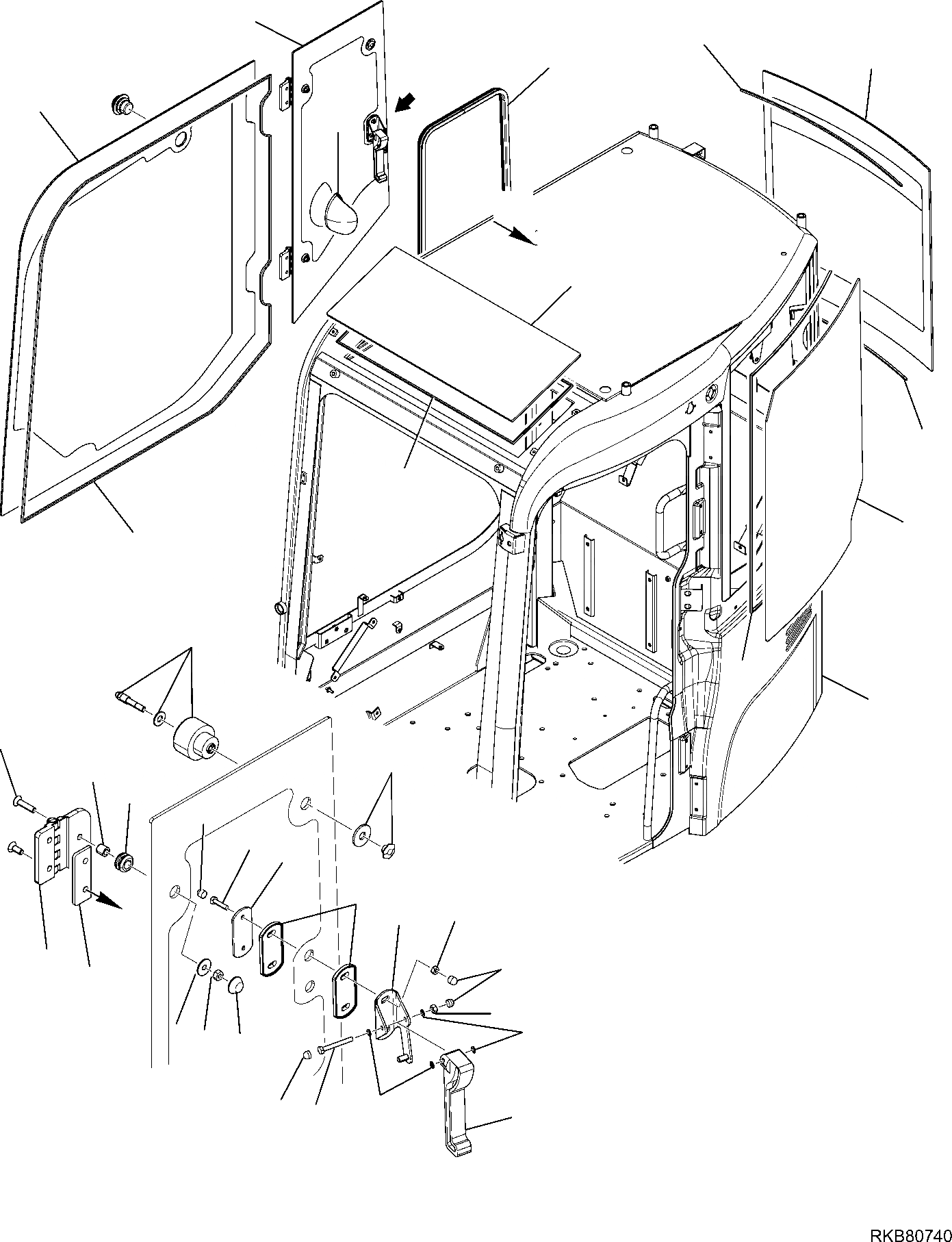 Схема запчастей Komatsu PC80MR-3 - КАБИНА (/9) ЧАСТИ КОРПУСА И КАБИНА