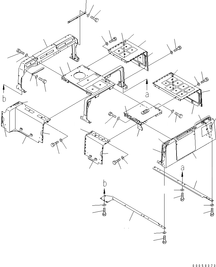 Схема запчастей Komatsu PC850-8 - КАПОТ (РАМА И COVER) (ДЛЯ ЗАПЫЛЕНН. РАЙОНОВ)(№-) ЧАСТИ КОРПУСА