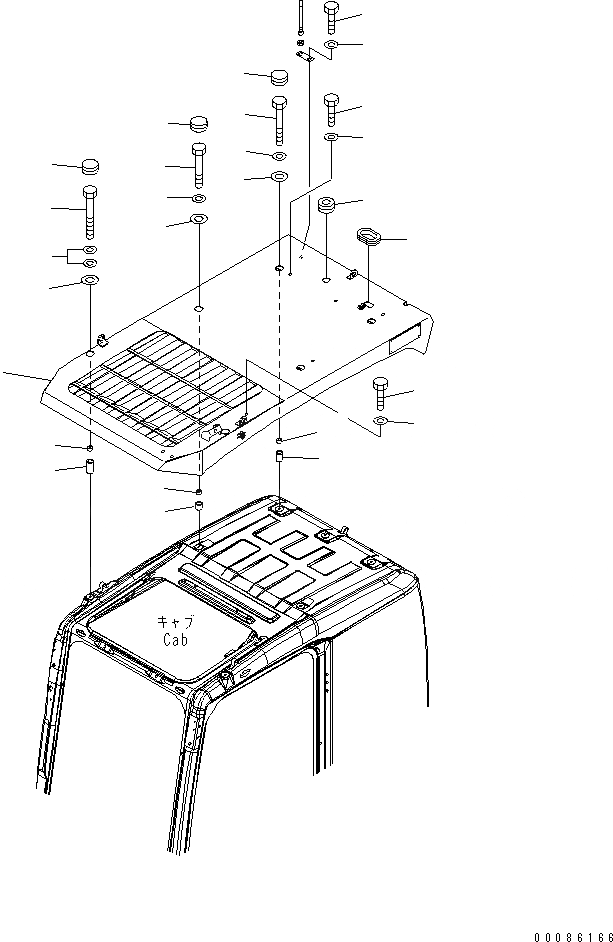 Схема запчастей Komatsu PC850-8R - ВЕРХНЯЯ ЗАЩИТА (УРОВЕНЬ-)(№8-7) КАБИНА ОПЕРАТОРА И СИСТЕМА УПРАВЛЕНИЯ