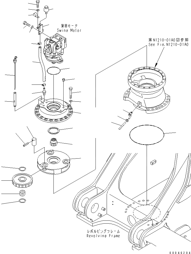 Схема запчастей Komatsu PC850-8 - МЕХАНИЗМ ПОВОРОТА (1 НЕСУЩИЙ ЭЛЕМЕНТ И GAUGE СУППОРТ) (ПЕРЕДН.)(№-) ПОВОРОТН. КРУГ И КОМПОНЕНТЫ