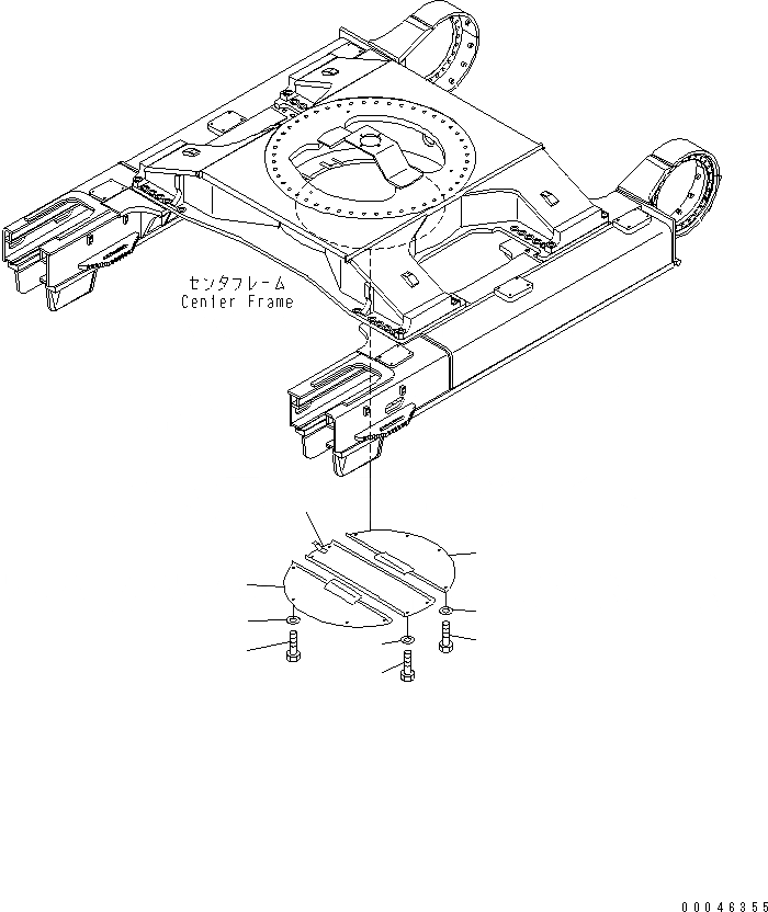 Схема запчастей Komatsu PC850-8 - ГУСЕНИЧНАЯ РАМА НИЖН. КРЫШКА(№-) ХОДОВАЯ
