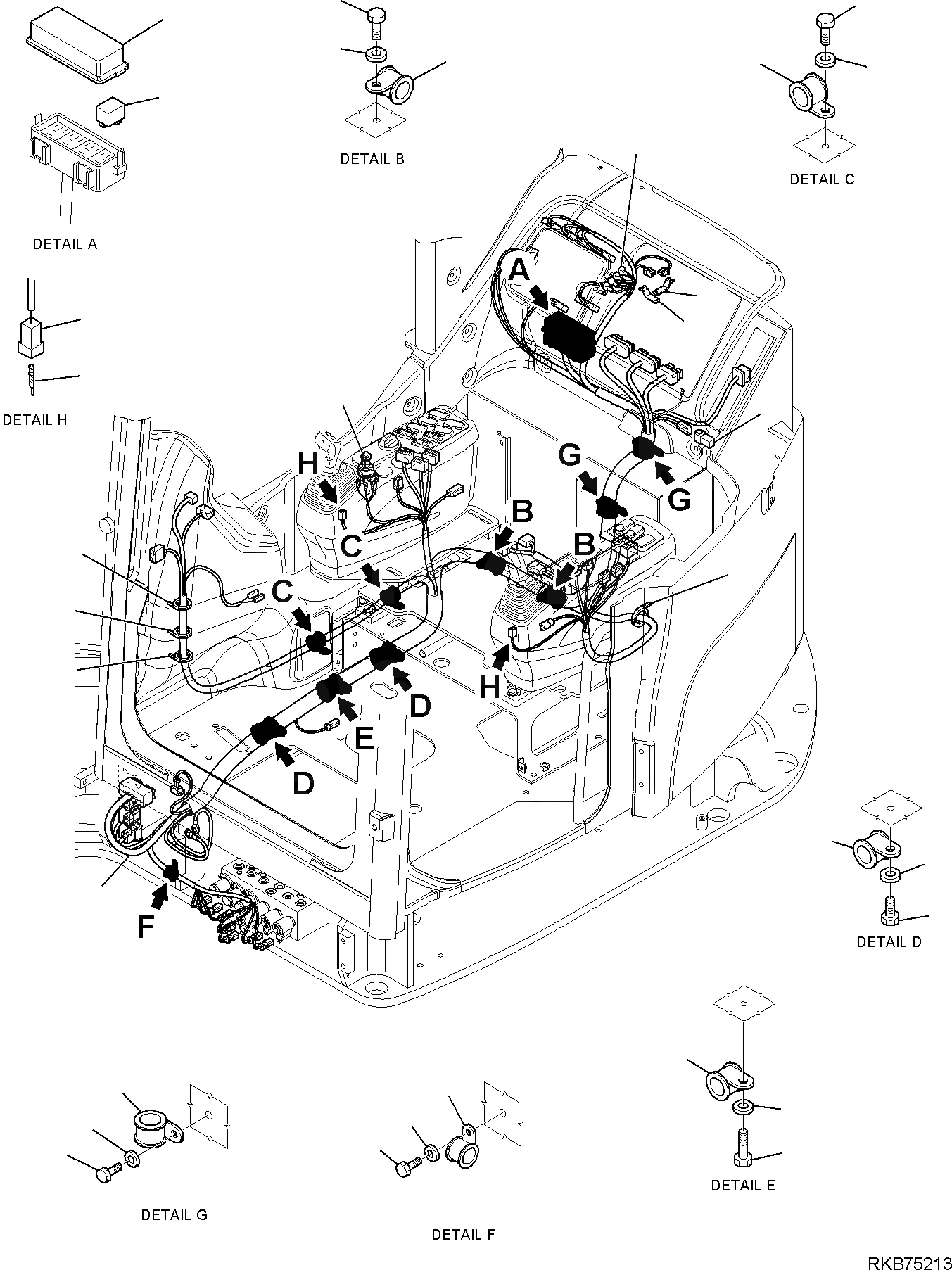 Схема запчастей Komatsu PC88MR-6 - ЭЛЕКТРИКА (КАБИНА) (/) КОМПОНЕНТЫ ДВИГАТЕЛЯ И ЭЛЕКТРИКА