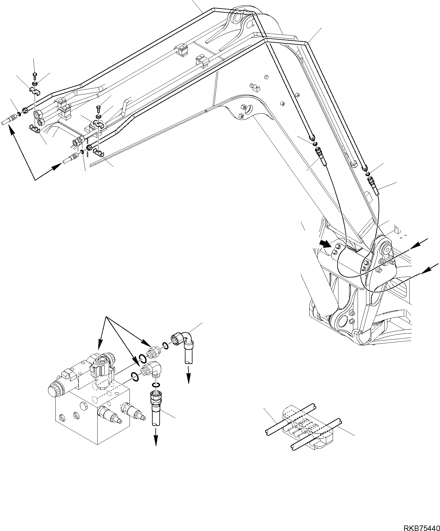 Схема запчастей Komatsu PC88MR-6 - ГИДРОЛИНИЯ (РЕЖУЩ. И ВРАЩАЮЩ. КОВШ) (/) РАБОЧЕЕ ОБОРУДОВАНИЕ ГИДРАВЛИКА
