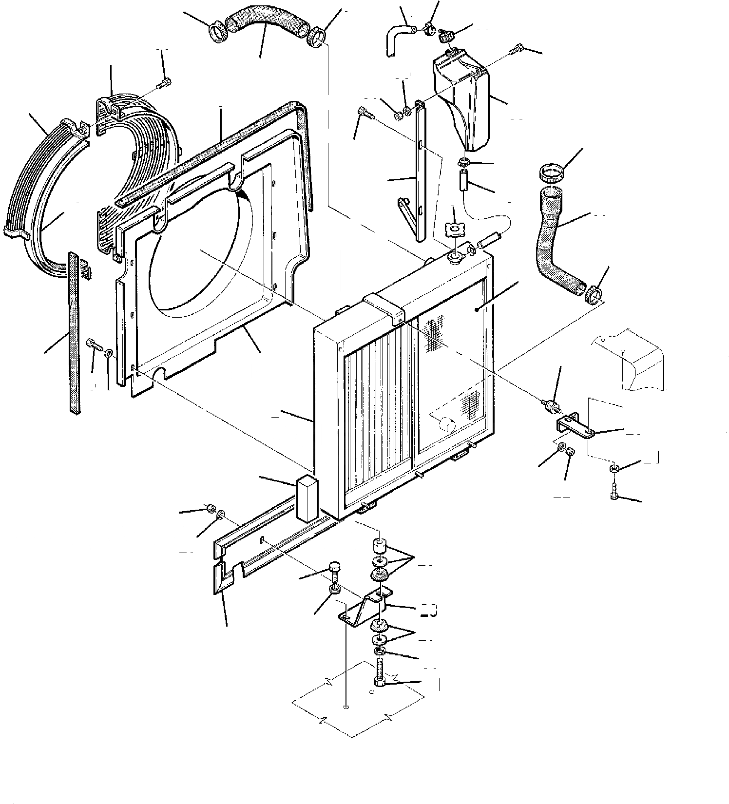 Схема запчастей Komatsu PC95-1 - РАДИАТОР И ТРУБЫ КОМПОНЕНТЫ ДВИГАТЕЛЯ И ЭЛЕКТРИКА