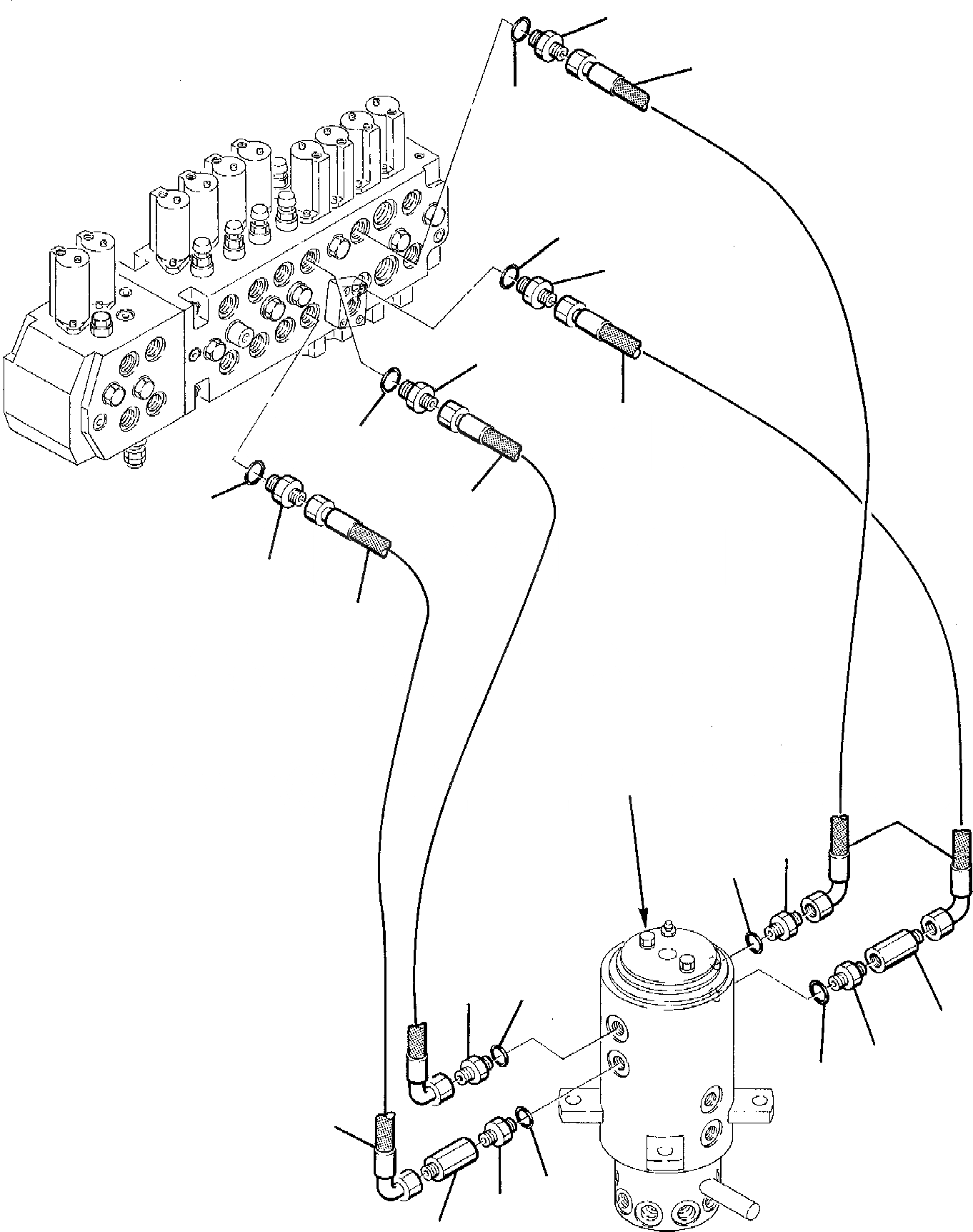 Схема запчастей Komatsu PC95-1 - ГИДРОЛИНИЯ (ЛИНИЯ ХОДА) (/) УПРАВЛ-Е РАБОЧИМ ОБОРУДОВАНИЕМ