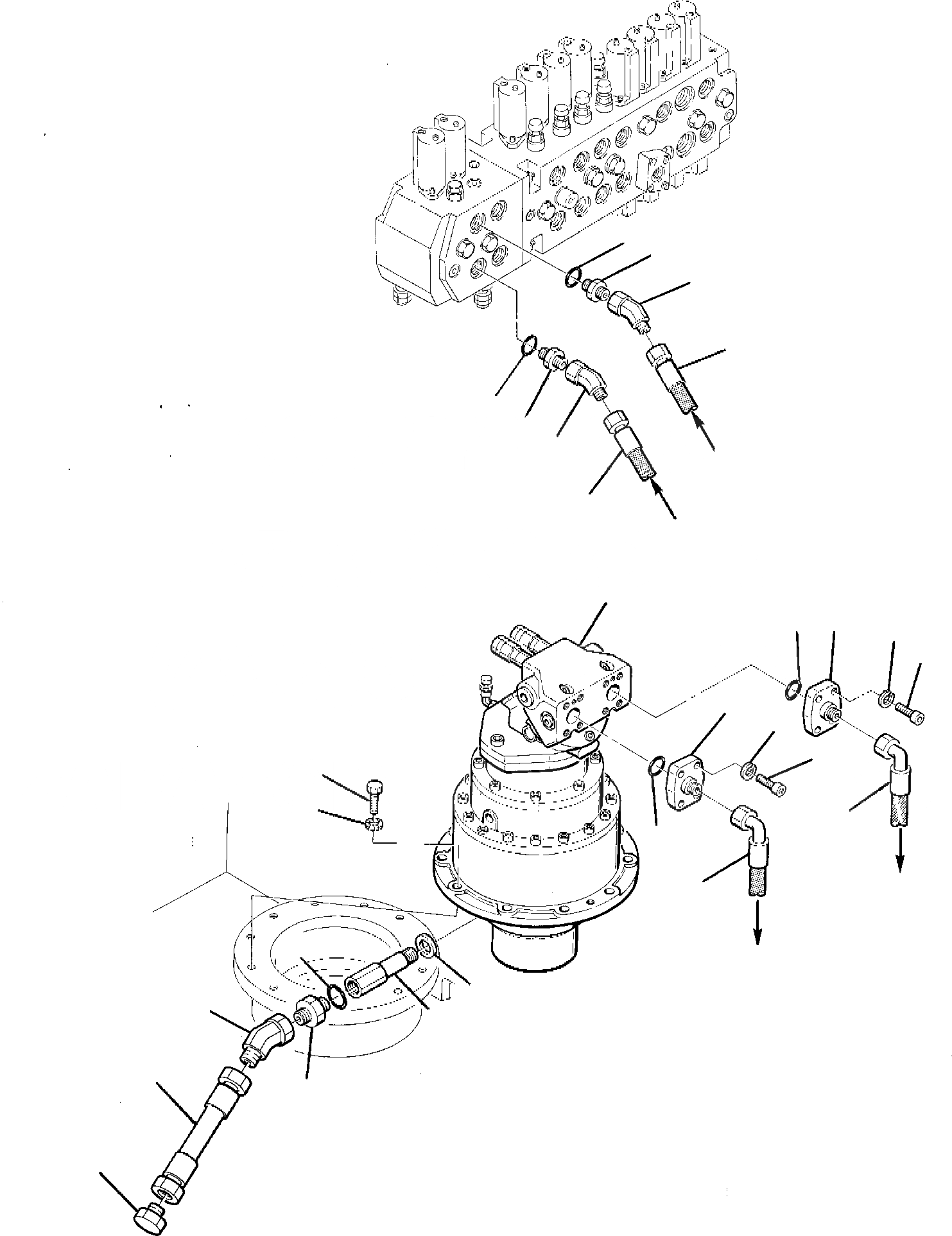 Схема запчастей Komatsu PC95-1 - ГИДРОЛИНИЯ (МОТОР ПОВОРОТА ЛИНИЯ) УПРАВЛ-Е РАБОЧИМ ОБОРУДОВАНИЕМ