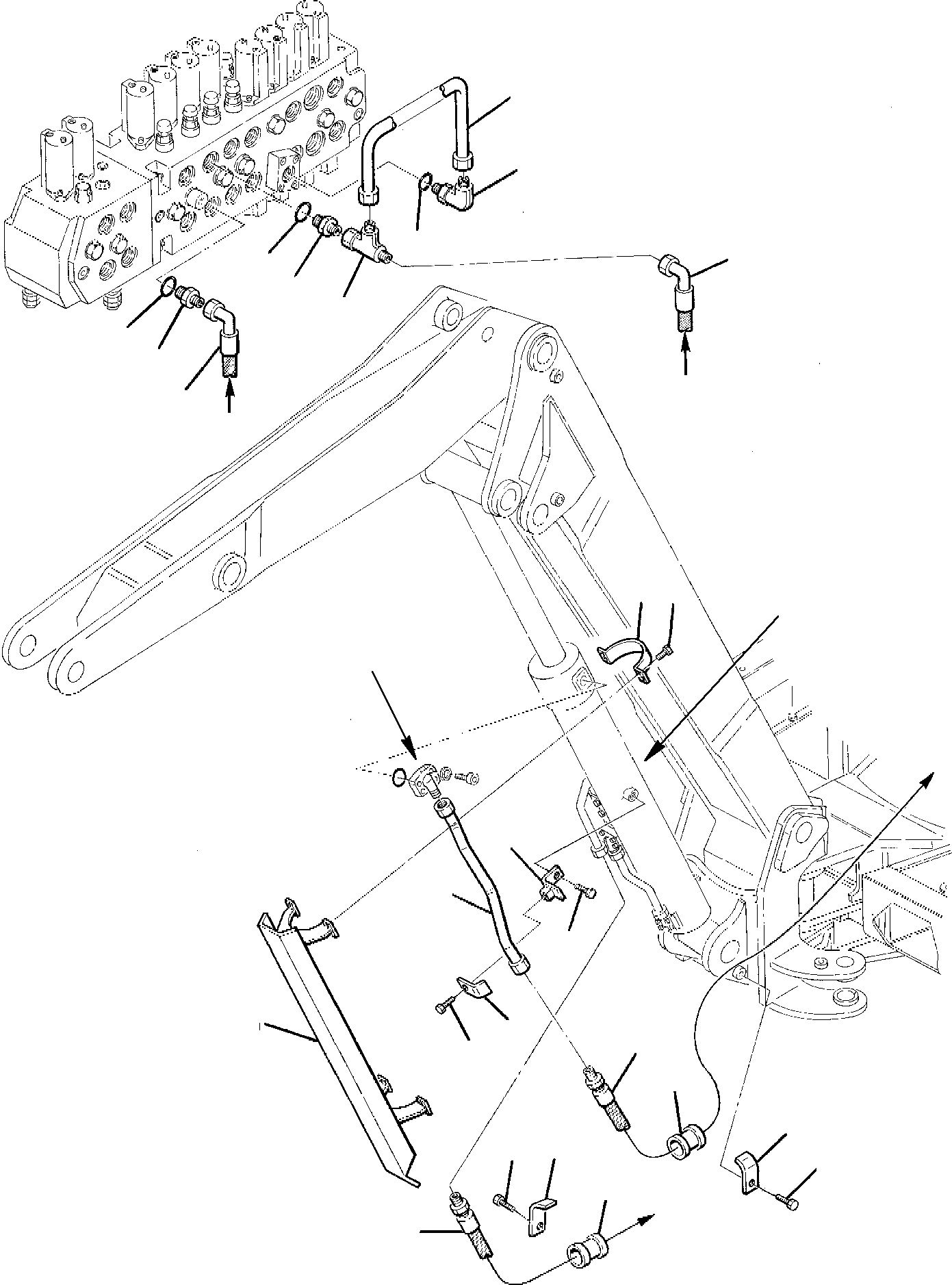Схема запчастей Komatsu PC95-1 - ГИДРОЛИНИЯ (ЦИЛИНДР СТРЕЛЫ) (С -ЧАСТИS СТРЕЛА) (БЕЗОПАСН. VAL УПРАВЛ-Е РАБОЧИМ ОБОРУДОВАНИЕМ