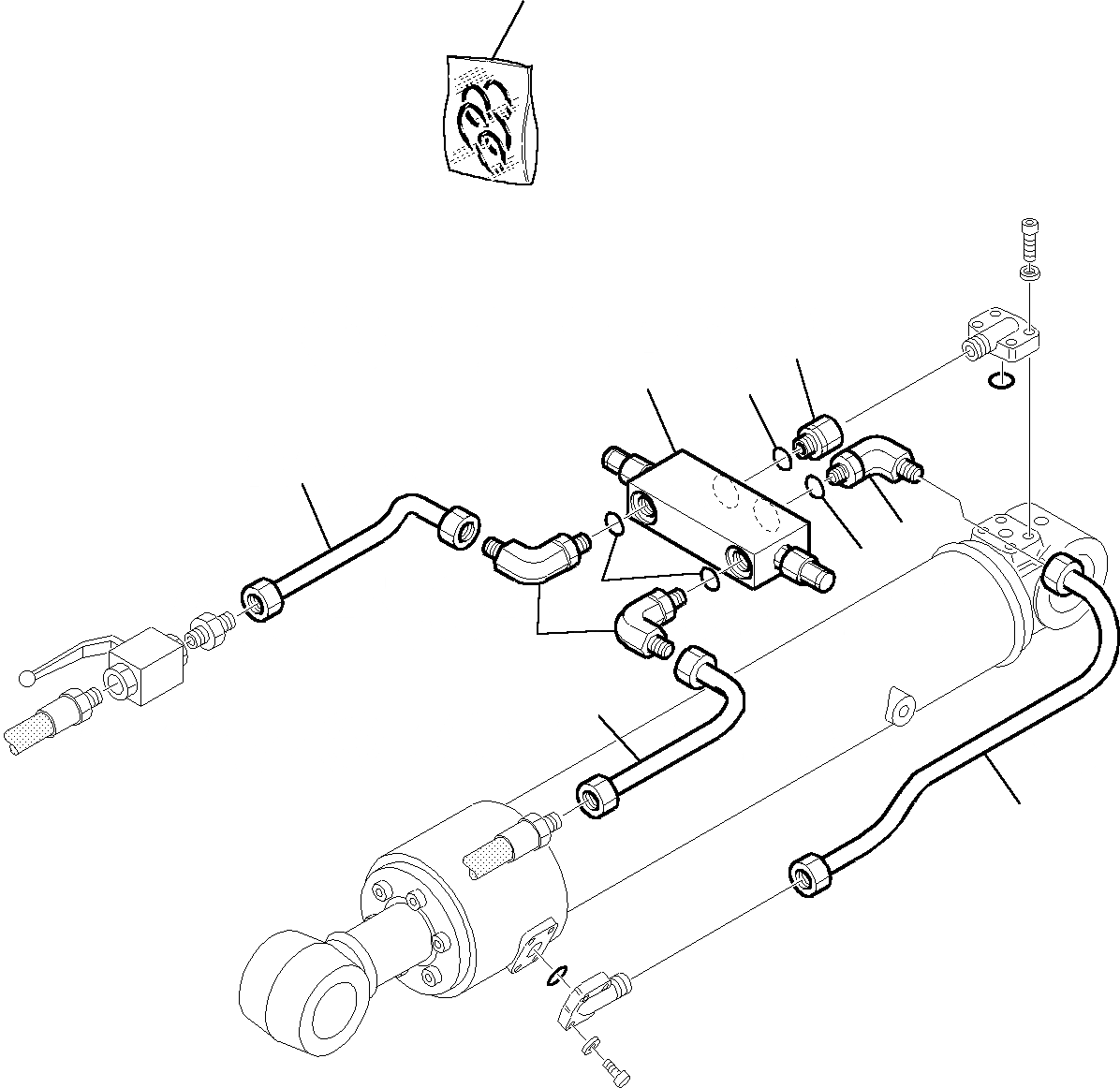Схема запчастей Komatsu PC95-1 - ГИДРОЛИНИЯ (ЦИЛИНДР КОВША) (КЛАПАН БЕЗОПАСНОСТИ) (РЕЖУЩ. И RO УПРАВЛ-Е РАБОЧИМ ОБОРУДОВАНИЕМ