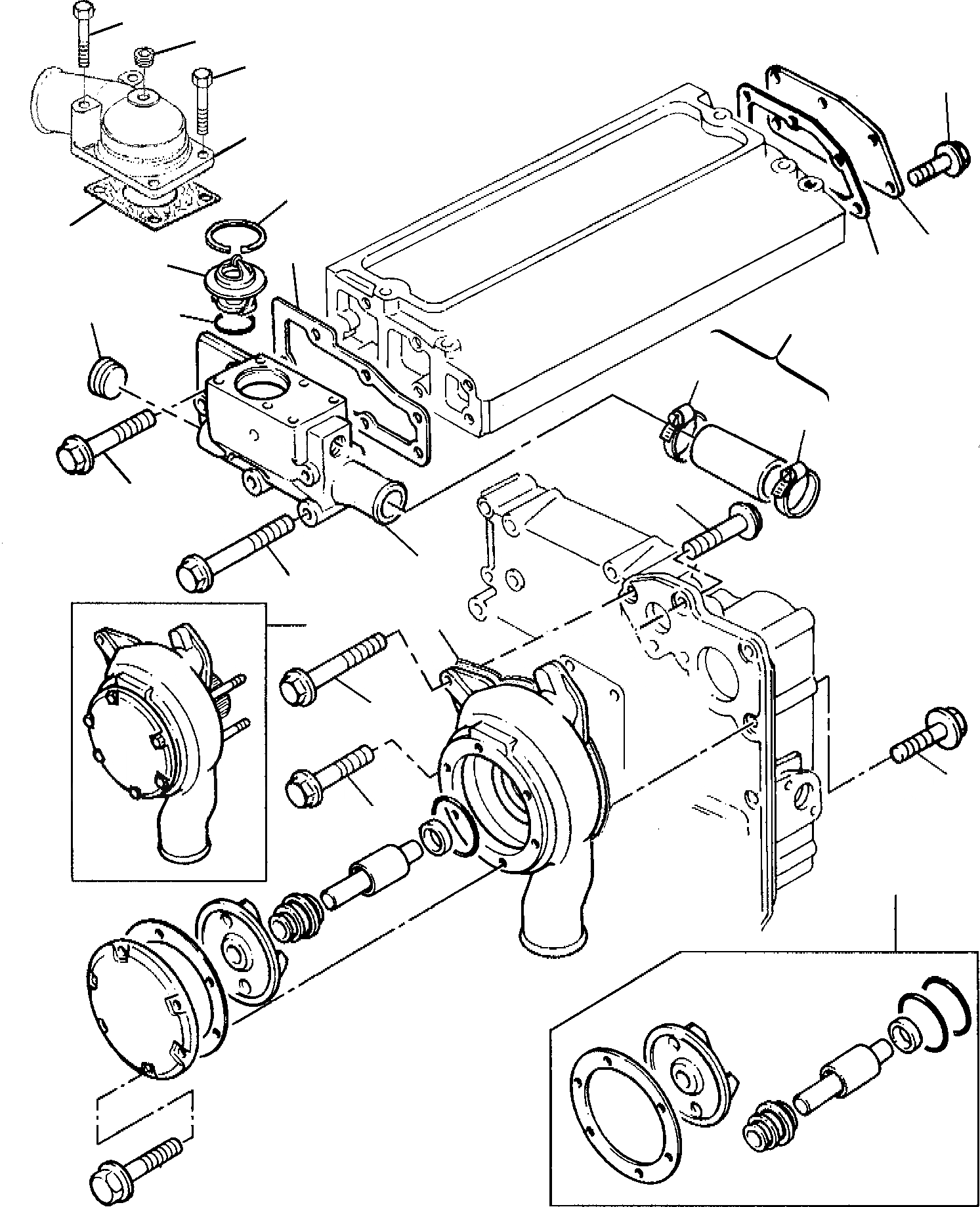 Схема запчастей Komatsu PC95-1 USA - ВОДЯНАЯ ПОМПА - ТЕРМОСТАТ И ПОДОГРЕВ EXCПОДВЕСН. КРОНШТЕЙН ДВИГАТЕЛЬ
