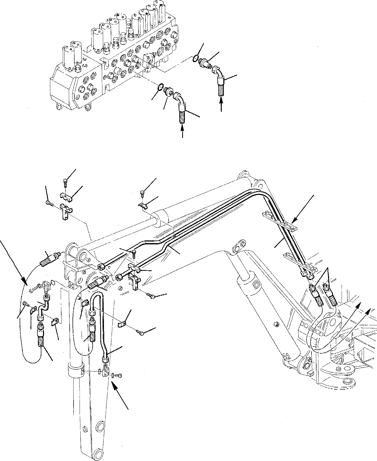 Схема запчастей Komatsu PC95-1 USA - ГИДРОЛИНИЯ (ЦИЛИНДР КОВША) УПРАВЛ-Е РАБОЧИМ ОБОРУДОВАНИЕМ