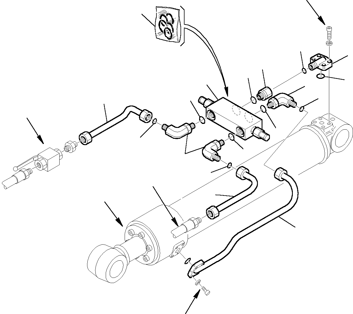 Схема запчастей Komatsu PC95R-2 USA - ГИДРОЛИНИЯ (ЦИЛИНДР КОВША) (КЛАПАН БЕЗОПАСНОСТИ) (ВРАЩАЮЩ. И C УПРАВЛ-Е РАБОЧИМ ОБОРУДОВАНИЕМ