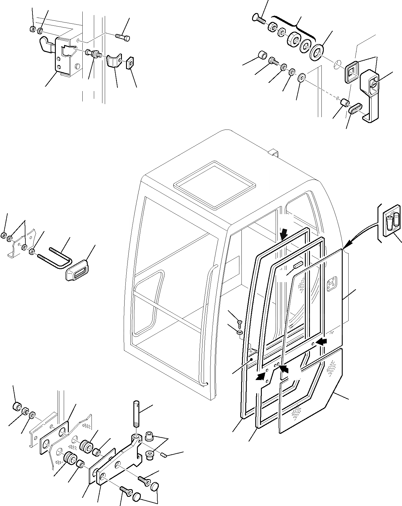 Схема запчастей Komatsu PC95R-2 - КАБИНА (/) ЧАСТИ КОРПУСА И КАБИНА