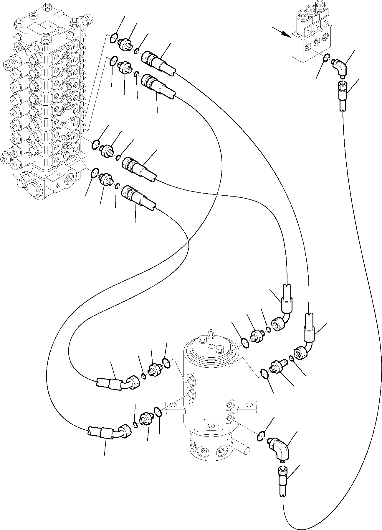 Схема запчастей Komatsu PC95R-2 - ГИДРОЛИНИЯ (ЛИНИЯ ХОДА) (/) УПРАВЛ-Е РАБОЧИМ ОБОРУДОВАНИЕМ