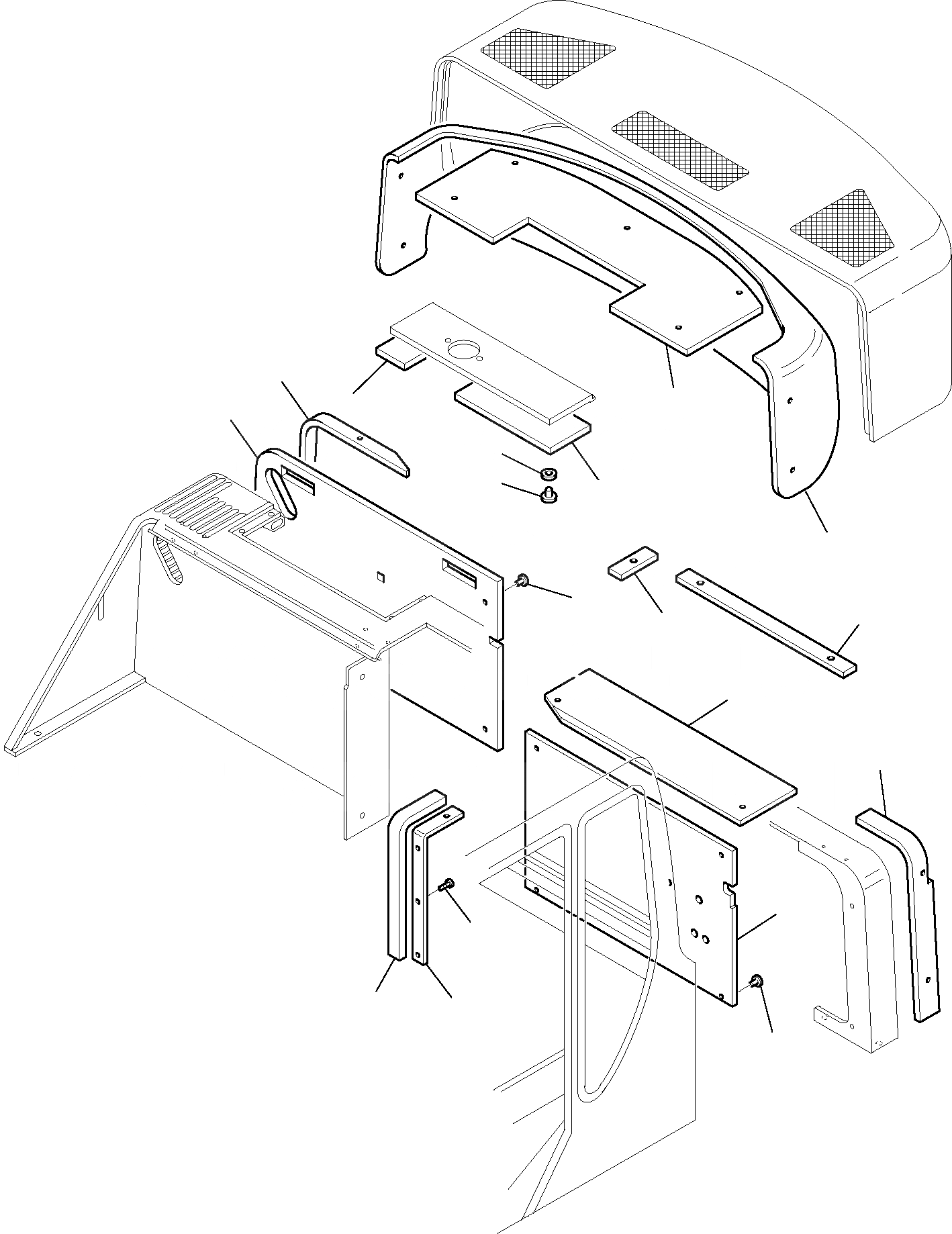 Схема запчастей Komatsu PC95R-2 - SOUND-ЗАЩИТАING ЧАСТИ КОРПУСА И КАБИНА