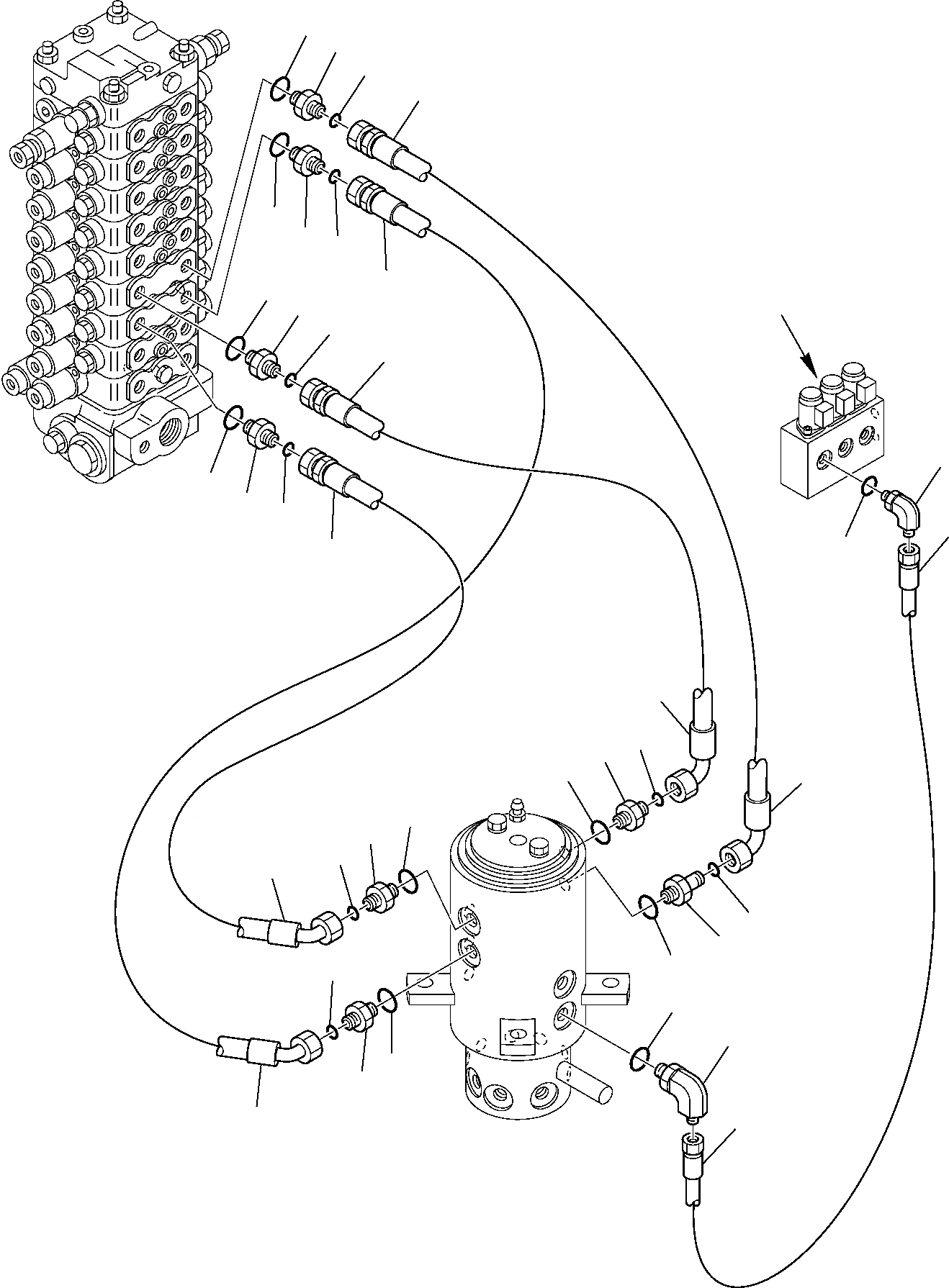 Схема запчастей Komatsu PC95R-2 - ГИДРОЛИНИЯ (ЛИНИЯ ХОДА) (/) УПРАВЛ-Е РАБОЧИМ ОБОРУДОВАНИЕМ