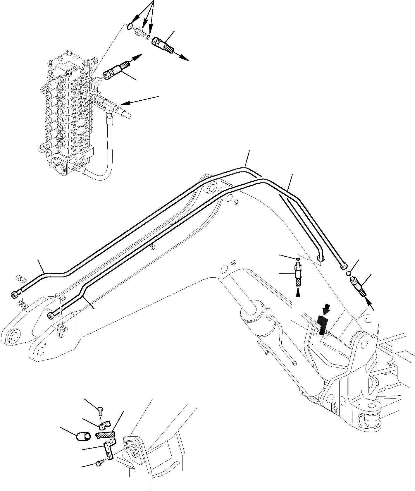 Схема запчастей Komatsu PC95R-2 - ГИДРОЛИНИЯ (НАВЕСНОЕ ОБОРУД-Е) (СТРЕЛА) РАБОЧЕЕ ОБОРУДОВАНИЕ