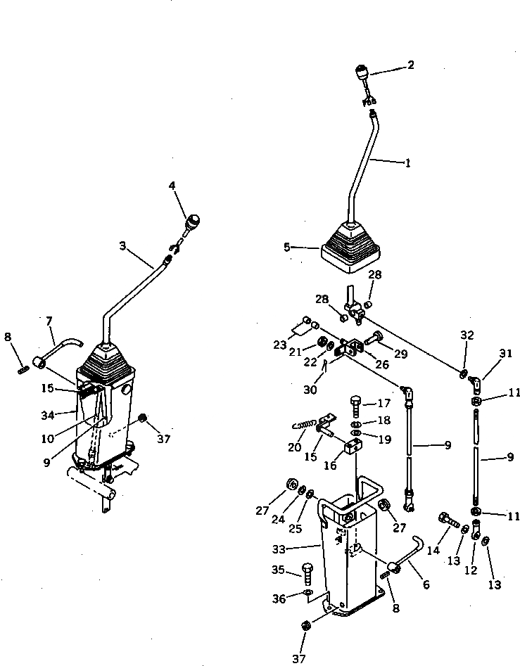 Схема запчастей Komatsu PF3-1 - РЫЧАГ УПРАВЛЕНИЯ РАБОЧИМ ОБОРУДОВАНИЕМ ПОВОРОТН. И СИСТЕМА УПРАВЛЕНИЯ