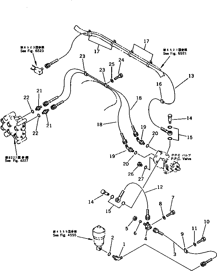 Схема запчастей Komatsu PF3-1 - P.P.C. КЛАПАН ТРУБЫ (/) ПОВОРОТН. И СИСТЕМА УПРАВЛЕНИЯ
