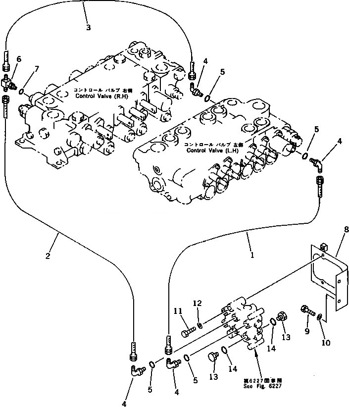 Схема запчастей Komatsu PF3-1 - P.P.C. КЛАПАН ТРУБЫ (/) ПОВОРОТН. И СИСТЕМА УПРАВЛЕНИЯ