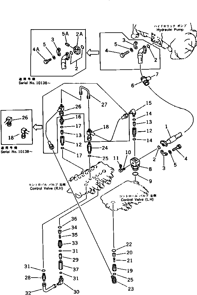 Схема запчастей Komatsu PF3-1 - ГИДРОЛИНИЯ (УПРАВЛЯЮЩ. КЛАПАН ЛИНИЯ) УПРАВЛ-Е РАБОЧИМ ОБОРУДОВАНИЕМ