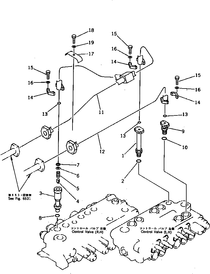 Схема запчастей Komatsu PF3-1 - ГИДРОЛИНИЯ (ЛИНИЯ ЦИЛИНДРА 2-Й СТРЕЛЫ) (ШАССИ) УПРАВЛ-Е РАБОЧИМ ОБОРУДОВАНИЕМ