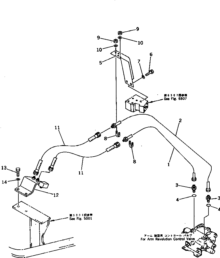 Схема запчастей Komatsu PF3-1 - ГИДРОЛИНИЯ (РУКОЯТЬ ВРАЩЕНИЕ ЛИНИЯ) (ШАССИ) УПРАВЛ-Е РАБОЧИМ ОБОРУДОВАНИЕМ