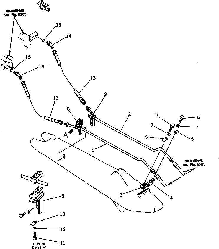 Схема запчастей Komatsu PF3-1 - ДОПОЛН. ГИДРОЛИНИЯ (2-Я СТРЕЛА ) ОПЦИОННЫЕ КОМПОНЕНТЫ