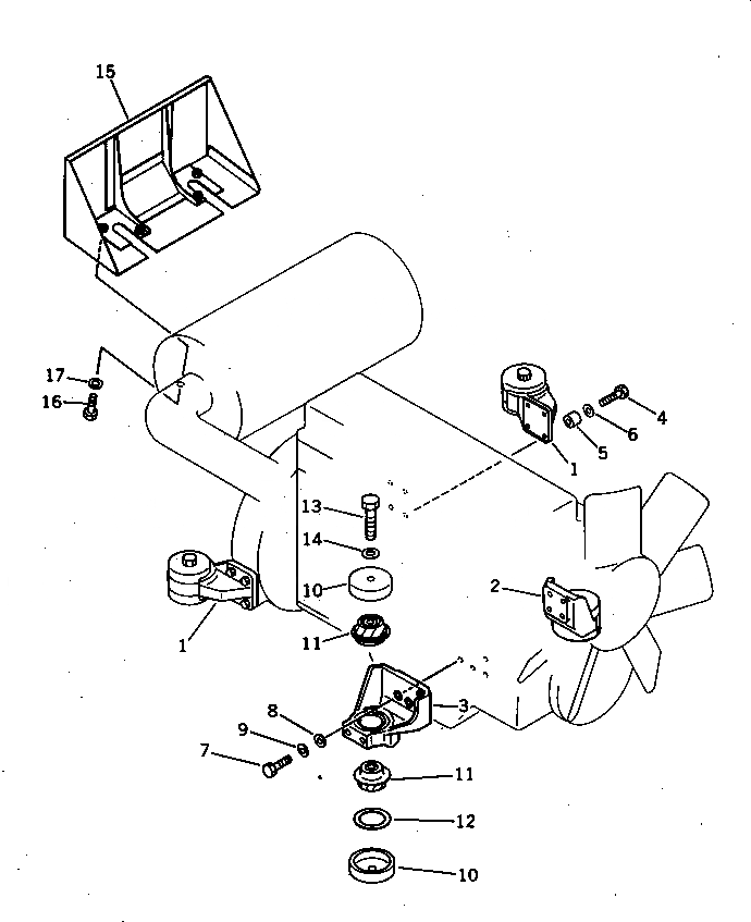 Схема запчастей Komatsu PF3W-1 - КРЕПЛЕНИЕ ДВИГАТЕЛЯ КОМПОНЕНТЫ ДВИГАТЕЛЯ И ЭЛЕКТРИКА