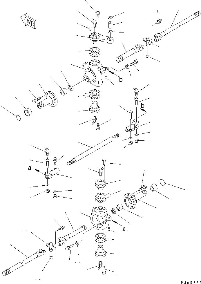 Схема запчастей Komatsu PF3W-1 - КУЛАК И ПОПЕРЕЧНАЯ РУЛЕВ. ТЯГА ШАССИ¤ ТРАНСМИССИЯ¤ МОСТ¤ КОЛЕСА И ВОЗД. СИСТЕМА