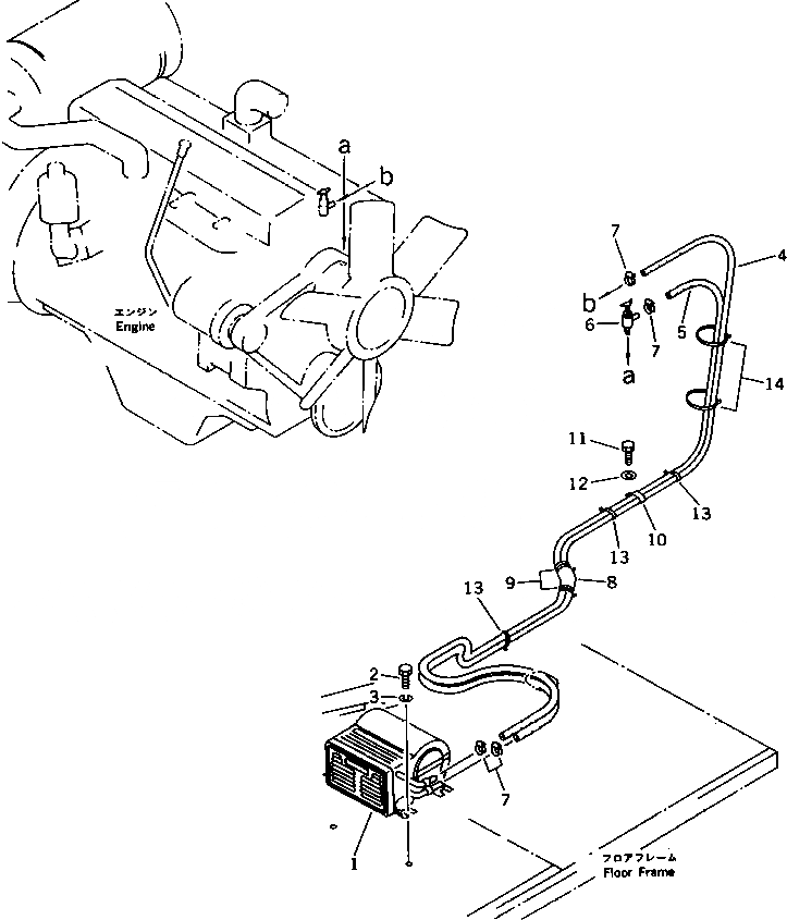 Схема запчастей Komatsu PF3W-1 - ОБОГРЕВАТЕЛЬ. ЧАСТИ КОРПУСА