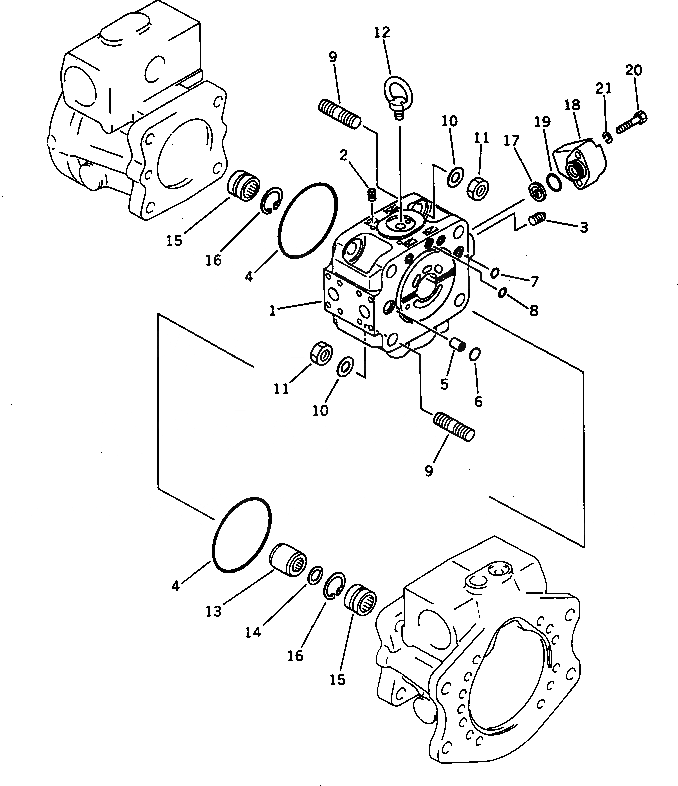 Схема запчастей Komatsu PF3W-1 - ГИДР. НАСОС.¤ END КРЫШКА (С OLSS) УПРАВЛ-Е РАБОЧИМ ОБОРУДОВАНИЕМ