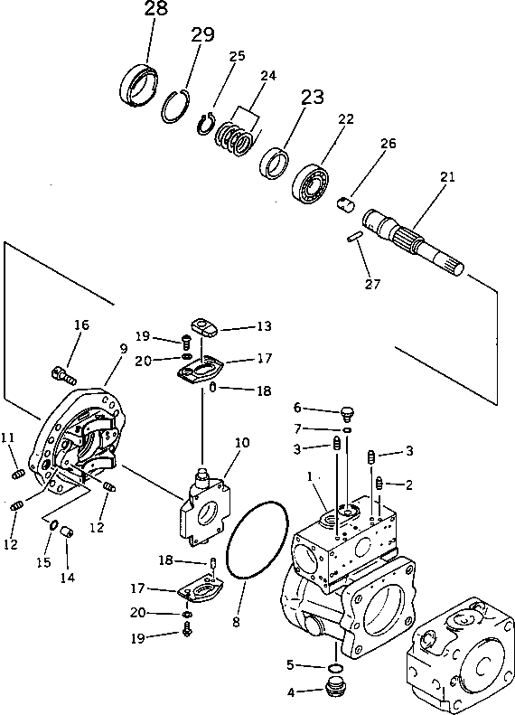 Схема запчастей Komatsu PF3W-1 - ГИДР. НАСОС.¤ ЗАДН. (/) (С OLSS) УПРАВЛ-Е РАБОЧИМ ОБОРУДОВАНИЕМ
