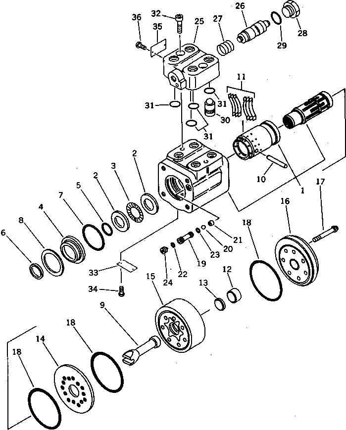 Схема запчастей Komatsu PF3W-1 - КЛАПАН РУЛЕВОГО УПРАВЛЕНИЯ УПРАВЛ-Е РАБОЧИМ ОБОРУДОВАНИЕМ