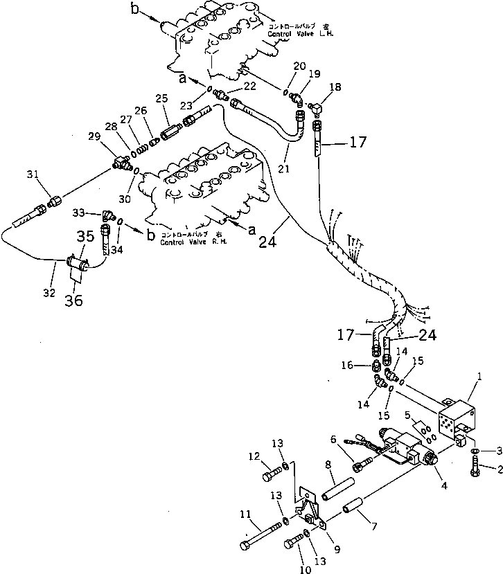 Схема запчастей Komatsu PF3W-1 - ГИДРОЛИНИЯ (ДЛЯ ХОДА) (СОЛЕНОИДНЫЙ КЛАПАН TO/FROM УПРАВЛ-Е  КЛАПАН) УПРАВЛ-Е РАБОЧИМ ОБОРУДОВАНИЕМ