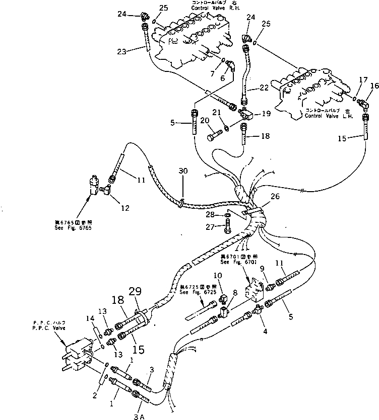 Схема запчастей Komatsu PF3W-1 - ГИДРОЛИНИЯ (ДЛЯ 2-Я СТРЕЛА) (КЛАПАН PPCTO/FROM УПРАВЛЯЮЩ. КЛАПАН) УПРАВЛ-Е РАБОЧИМ ОБОРУДОВАНИЕМ