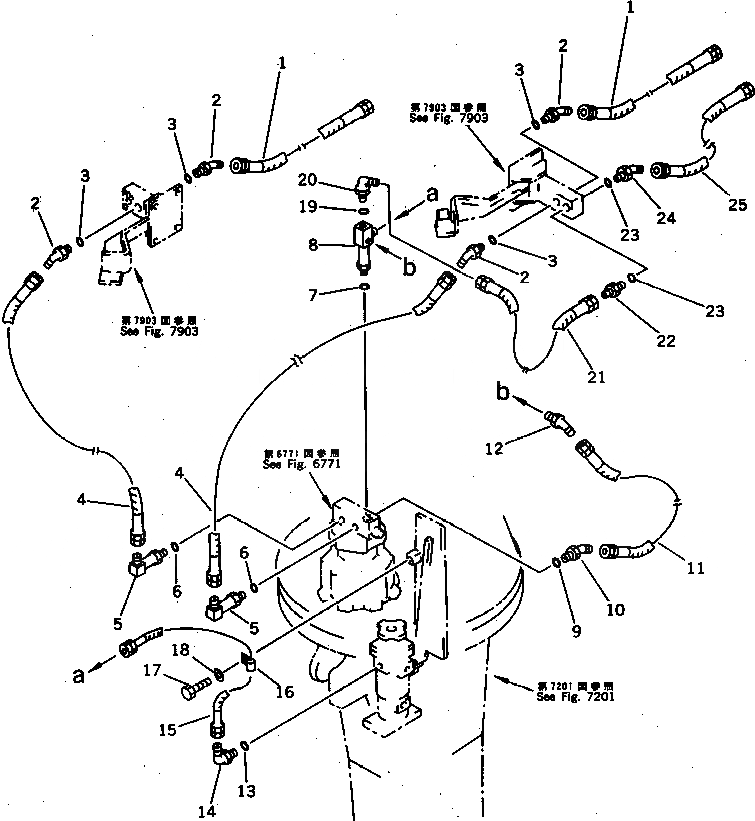 Схема запчастей Komatsu PF3W-1 - ГИДРОЛИНИЯ (РУКОЯТЬ ВРАЩЕНИЕ ЛИНИЯ) (/) (HOE ) РАБОЧЕЕ ОБОРУДОВАНИЕ
